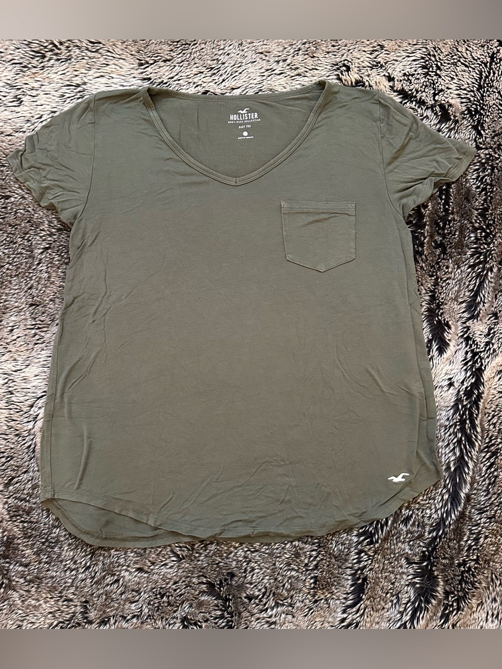Hollister Olive Green V-Neck Pocket Tee